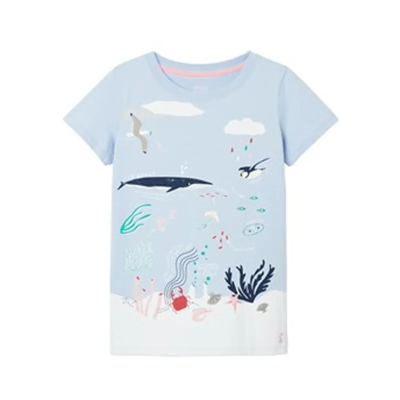 Joules Pixie Short Sleeve Screenprint Artwork T-Shirt - Blue Sea 